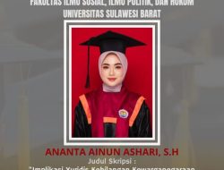 Ananta Ainun Ashari Dinobatkan Sebagai Lulusan Terbaik Wisuda Angkatan XX Universitas Sulawesi Barat